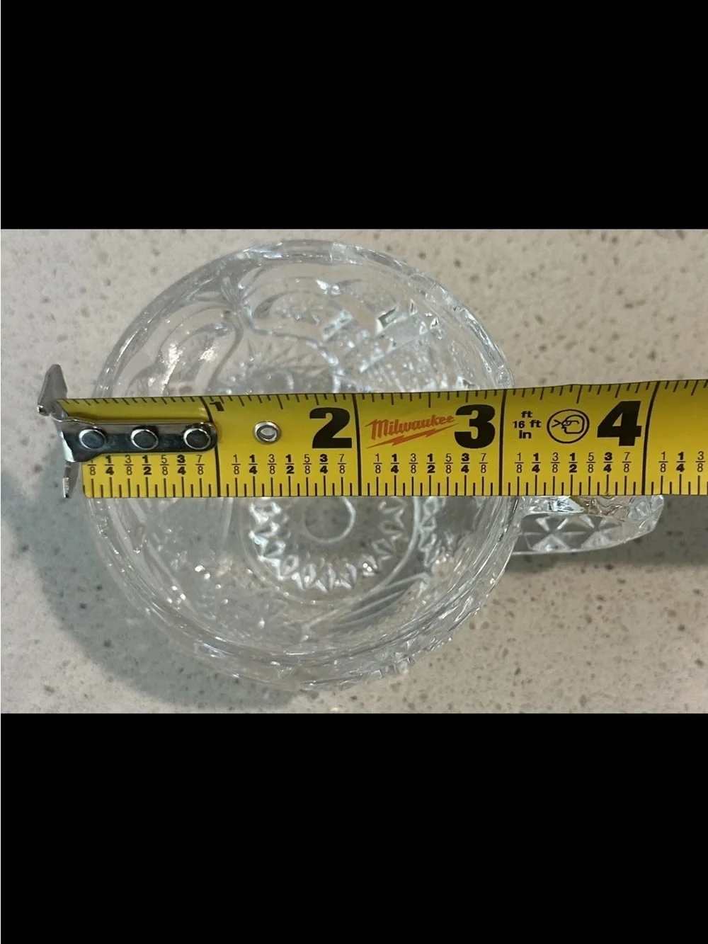 Cut Glass Etched Crystal-Look Pitcher Mug - Clear